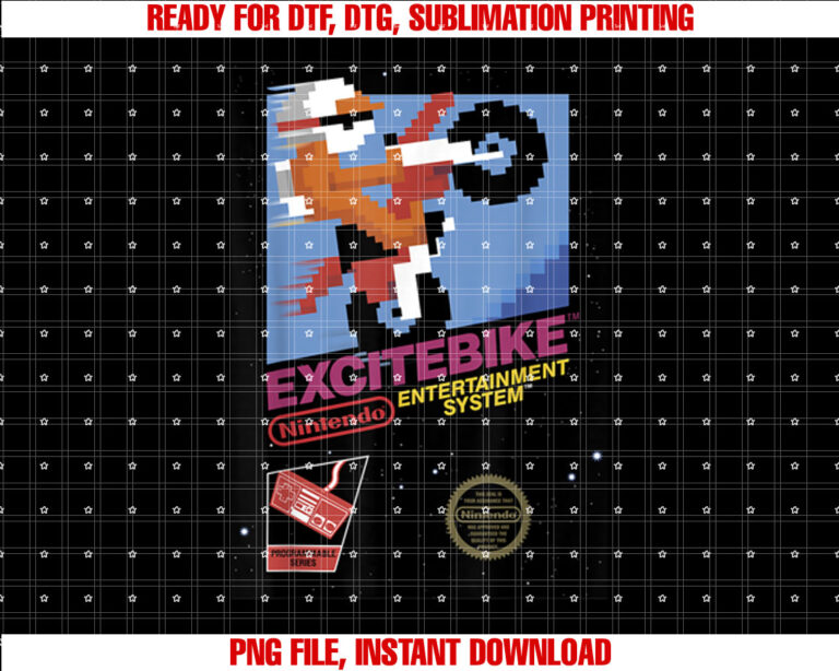 Nintendo NES Excitebike Game Retro Vintage Graphic T-shirt