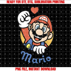 Nintendo Super Mario Heart Portrait Graphic T-shirt