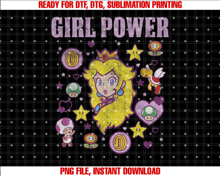 Nintendo Super Mario Peach Girl Power s Graphic T-shirt