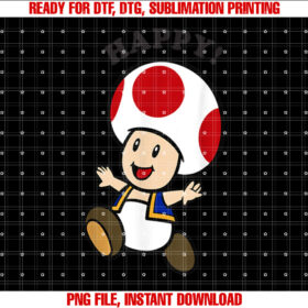 Nintendo Super Mario Toad Stay Happy Text Portrait T-shirt
