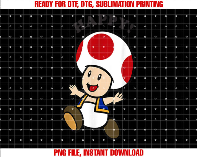 Nintendo Super Mario Toad Stay Happy Text Portrait T-shirt