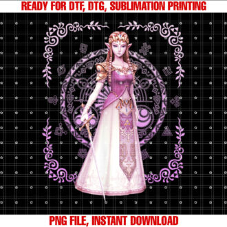 Nintendo Zelda Pink Ornate Border Portrait Graphic T-shirt