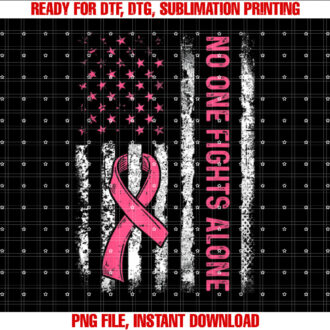 No One Fights Breast Cancer Alone American Flag Pink Ribbon T-shirt