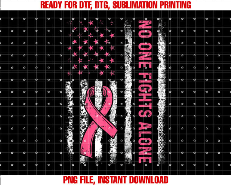 No One Fights Breast Cancer Alone American Flag Pink Ribbon T-shirt