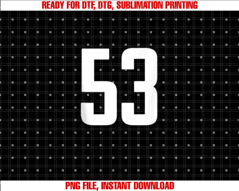 Number 53 in White Printed Both Sides T-shirt
