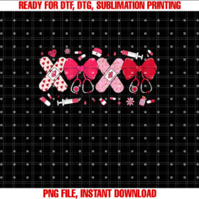 Nurse Stethoscope Bow Xoxo Coquette Valentines Day Hearts T-shirt
