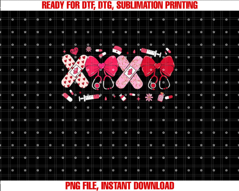 Nurse Stethoscope Bow XOXO Coquette Valentines Day Hearts T-shirt