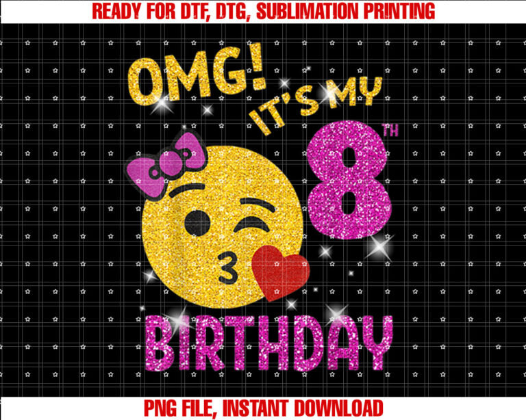 OMG Its My 8th Birthday Girl Cute 8 Yrs old Birthday Party T-shirt