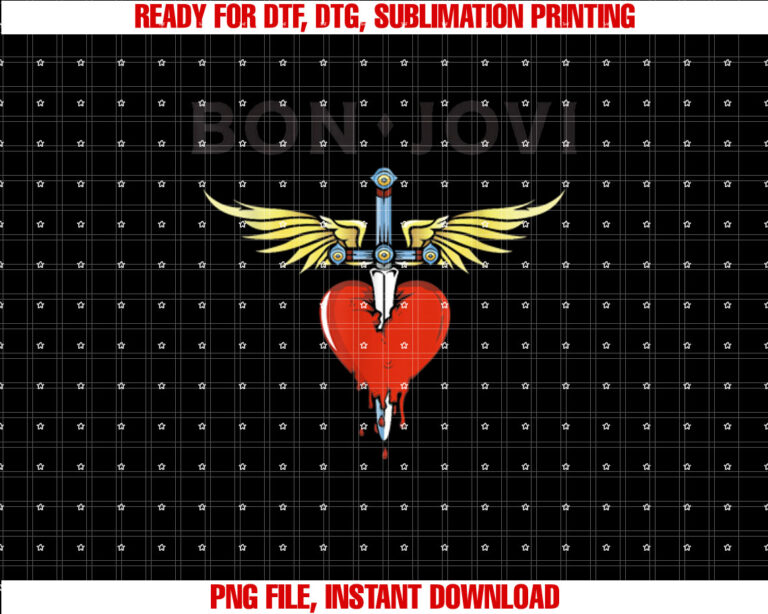 Official Bon Jovi Heart Dagger T-shirt