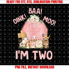 Oink Baa Moo Im 2 Farm Theme Birthday 2 Yrs Old Girl T-shirt