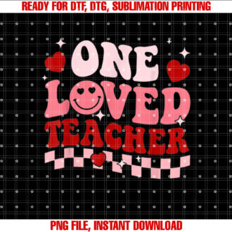 One Loved Teacher Groovy Retro Happy Valentines Day Boy Girl T-shirt