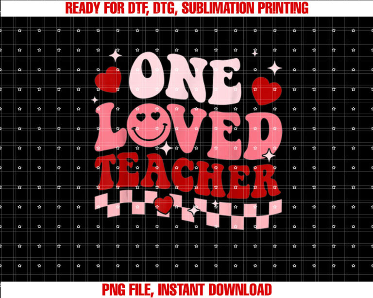One Loved Teacher Groovy Retro Happy Valentines Day Boy Girl T-shirt
