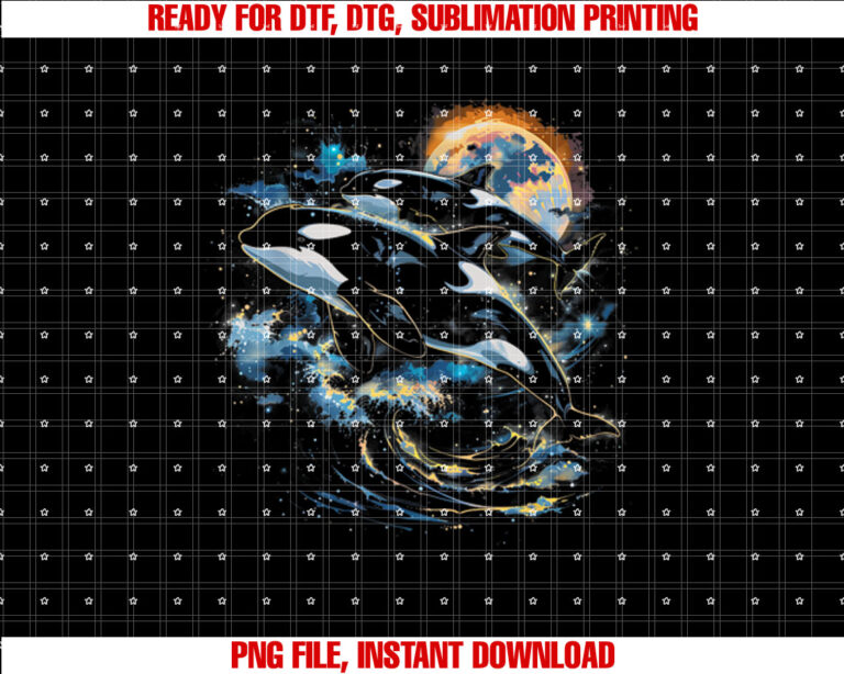 Orca In Space Planets Stars Whale Lover T-shirt