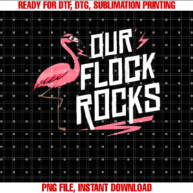 Our Flock Rocks Gift for Pink Flamingo Women Men T-shirt