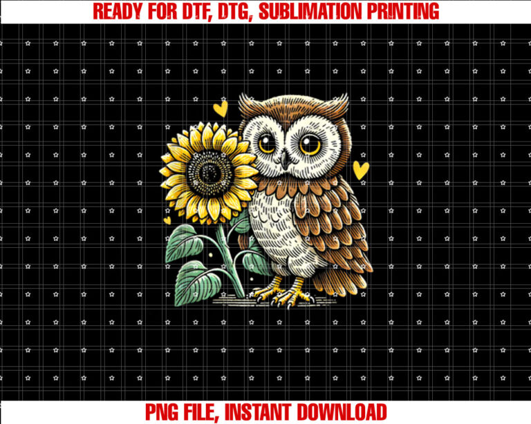 Owl Sunflower Cute Flower Owl Floral Art for Women Girls T-shirt