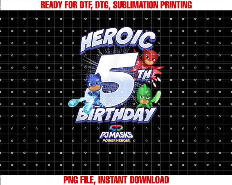 Pj Masks Group Shot Heroic 5th Birthday T-shirt