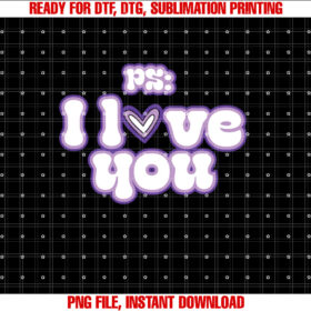 Ps I Love You Groovy Valentines Day Purple Vintage T-shirt