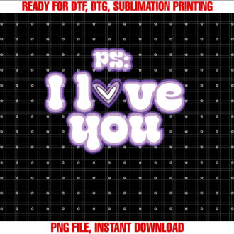 PS I Love You Groovy Valentines Day Purple Vintage T-shirt