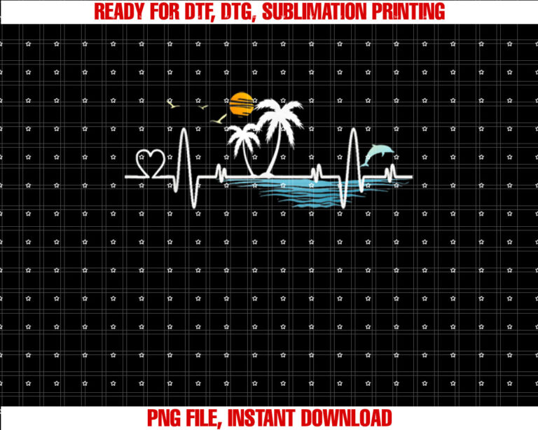 Palm Tree Beach Heartbeat Tropical Sunset Summer Vacay T-shirt