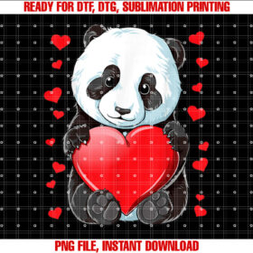 Panda Heart Valentines Day Boys Girls Women Men Bear Lover T-shirt