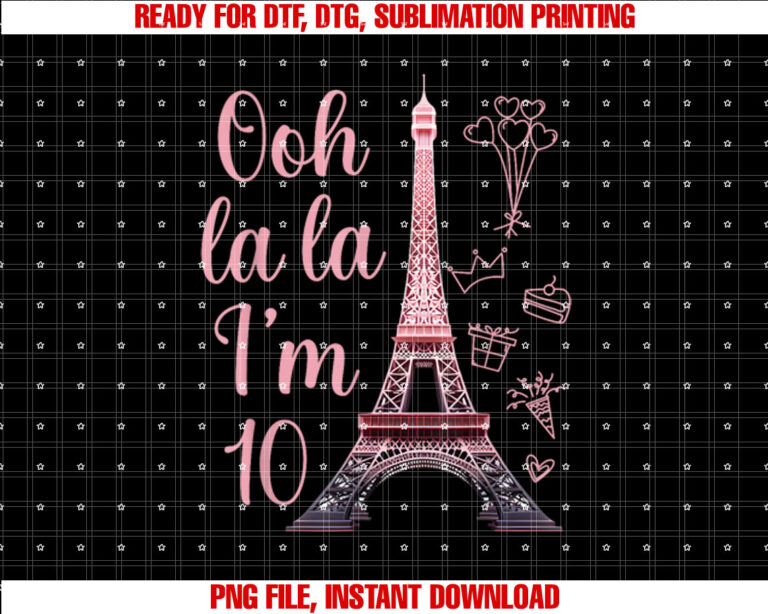 Paris 10th Birthday Eiffel Tower 10 Years Old Cute Girl T-shirt