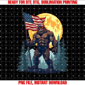 Patriotic Bigfoot With Usa Flag Hat Sunglasses Veterans Day T-shirt
