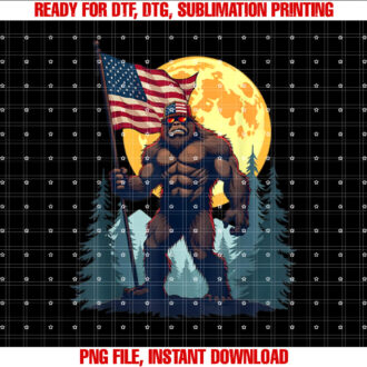 Patriotic Bigfoot with USA Flag Hat Sunglasses Veterans Day T-shirt
