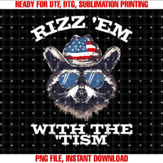 Patriotic Rizz Em With The Tism Raccoon Meme 4th Of July T-shirt
