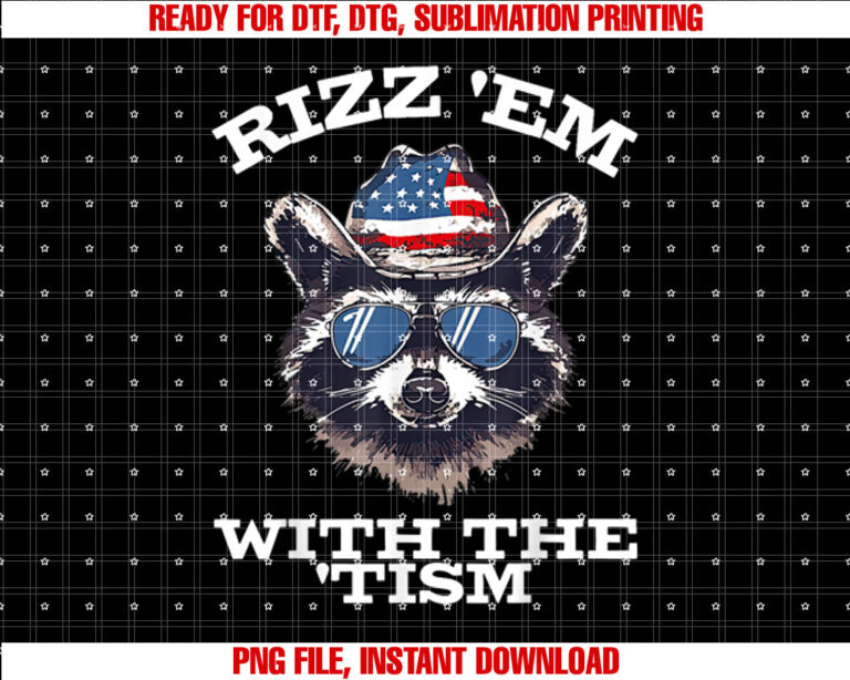 Patriotic Rizz Em With The Tism Raccoon Meme 4th Of July T-shirt