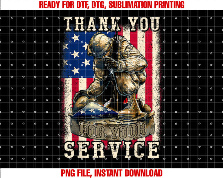 Patriotic Thank You for Your Service Veteran Memorial Day T-shirt