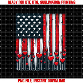 Patriotic Vintage American Flag Heart Valentines Day Love T-shirt