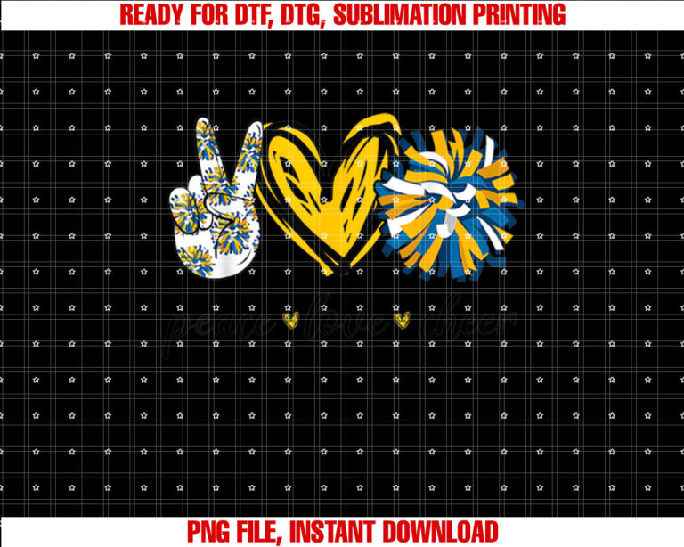 Peace Love Cheerleading Blue Yellow T-shirt