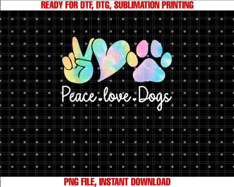 Peace Love Dogs Tie Dye Dog Lover Rescue Puppy T-shirt