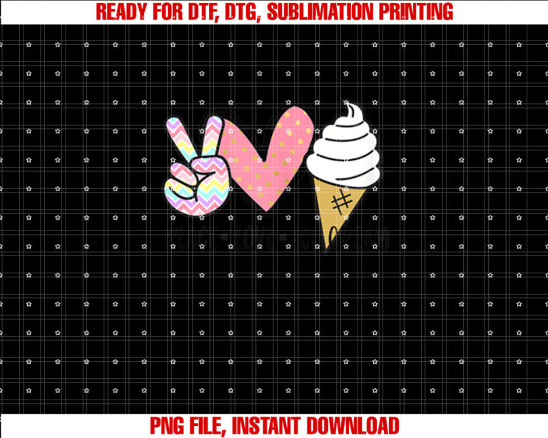 Peace Love Ice Cream Cute for Girls Teens Women Summer T-shirt