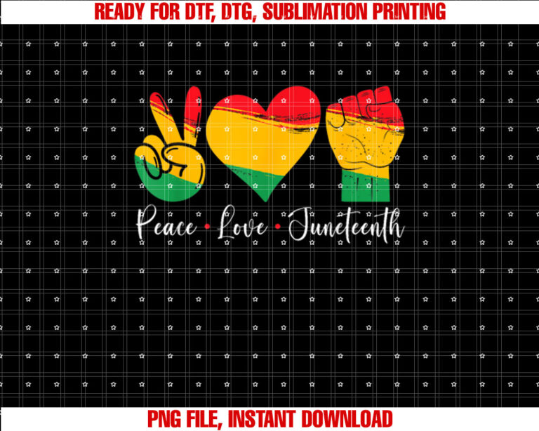 Peace Love Juneteenth 1865 Pride Men Women Kids T-shirt