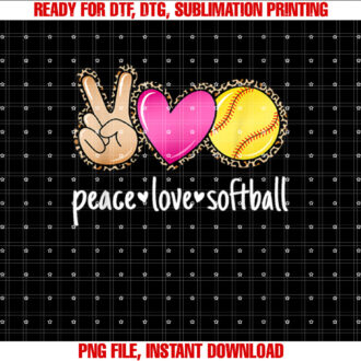 Peace Love Softball Leopard Print Girls Women Softball T-shirt