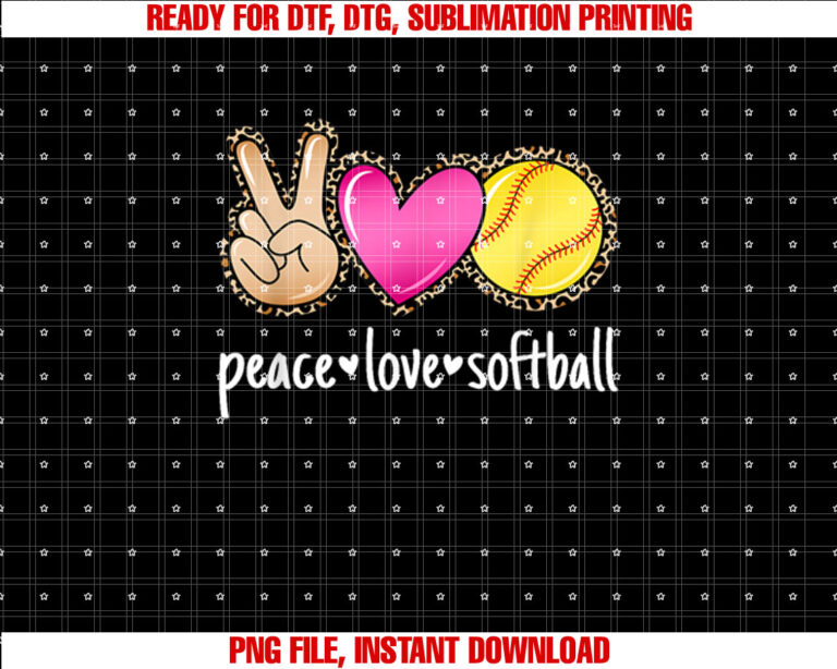 Peace Love Softball Leopard Print Girls Women Softball T-shirt