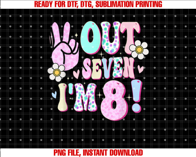 Peace Out Seven Im 8 Eight Year Old Girl 8th Birthday T-shirt