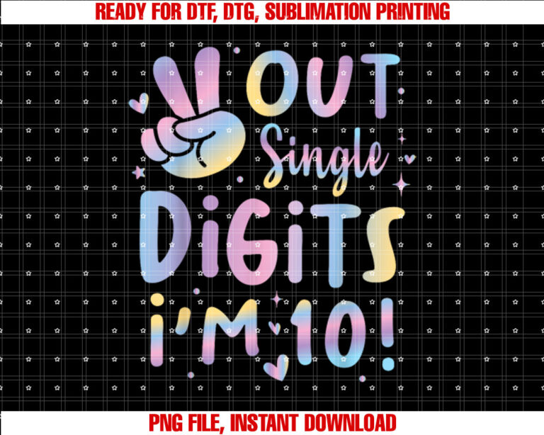 Peace Out Single Digits Im 10 Birthday Girl 10th Years Old T-shirt