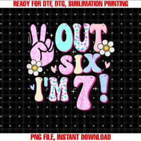 Peace Out Six Im 7 Seven Year Old Girl 7th Birthday T-shirt