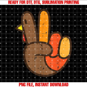 Peace Sign Turkey Hand Cool Thanksgiving Hippie Men Women T-shirt