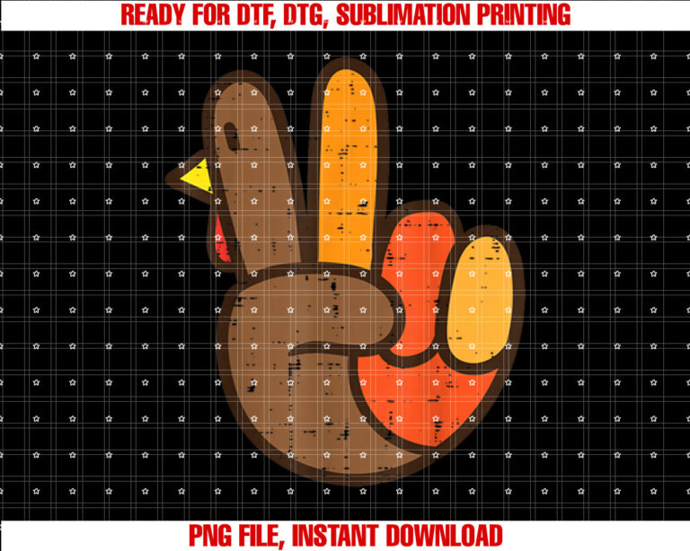 Peace Sign Turkey Hand Cool Thanksgiving Hippie Men Women T-shirt