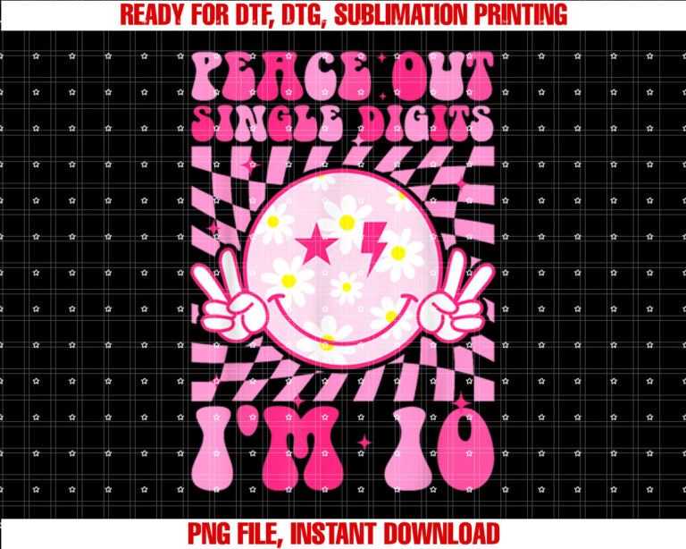Peace Single Digits Im 10 Smile Face For Birthday Girls T-shirt