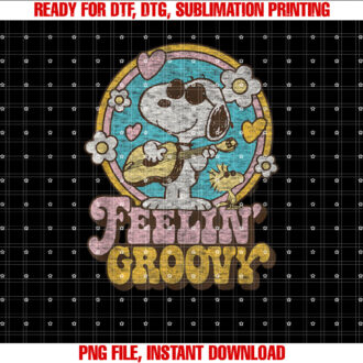 Peanuts Feelin Groovy Snoopy and Woodstock T-shirt