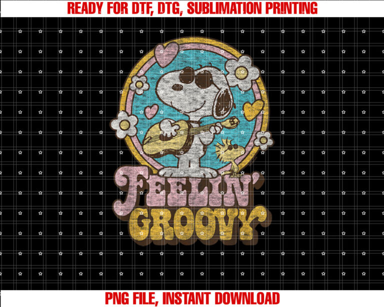 Peanuts Feelin Groovy Snoopy and Woodstock T-shirt