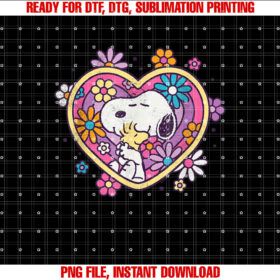 Peanuts Hug Heart Flowers T-shirt
