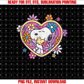 Peanuts Hug Heart Flowers T-shirt