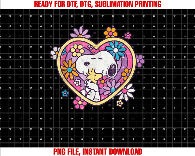 Peanuts Hug Heart Flowers T-shirt