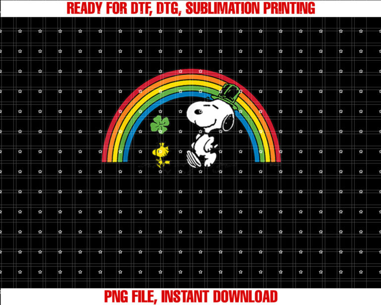 Peanuts Snoopy and Woodstock St Patricks Day Rainbow T-shirt