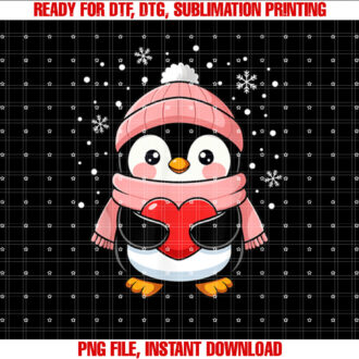 Penguin Valentines Day Red Heart Winter Toddler Girl Women T-shirt